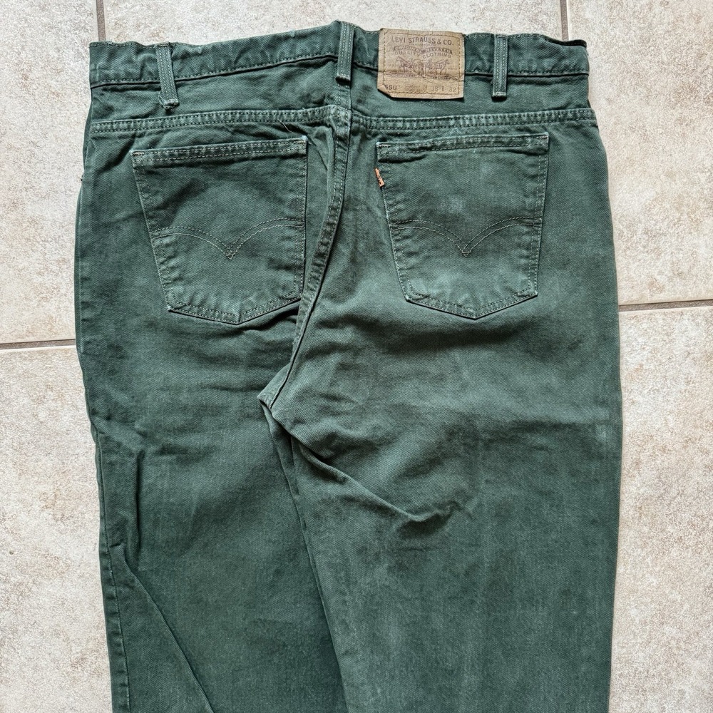 Vintage Levis 550 Jeans Mens 36x32 Green Orange Tab Relaxed Taper Denim USA 90s - Picture 8 of 11